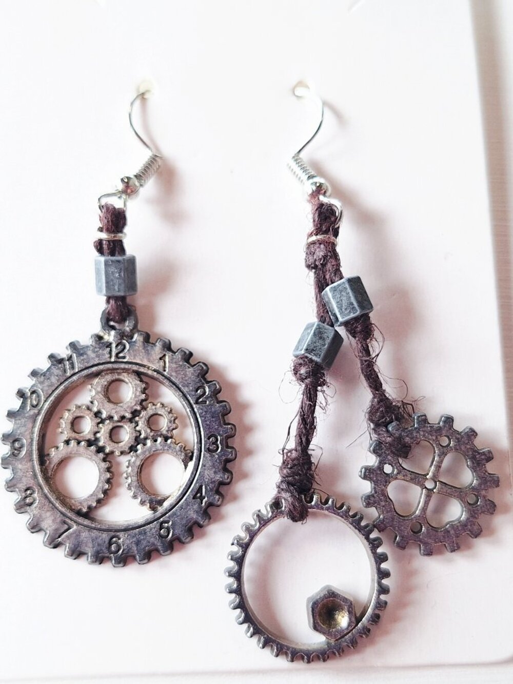 Steampunk Gear Dangle Earrings – Industrial Clockwork Design